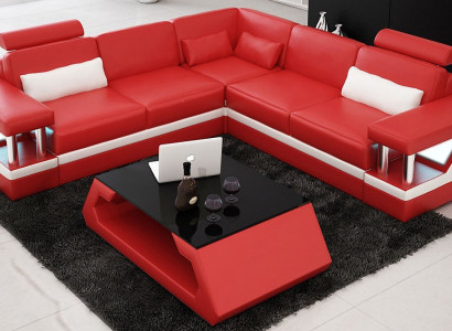 Bank hoekbank Leer Woonlandschap Set Design Modern Bank L-Vorm