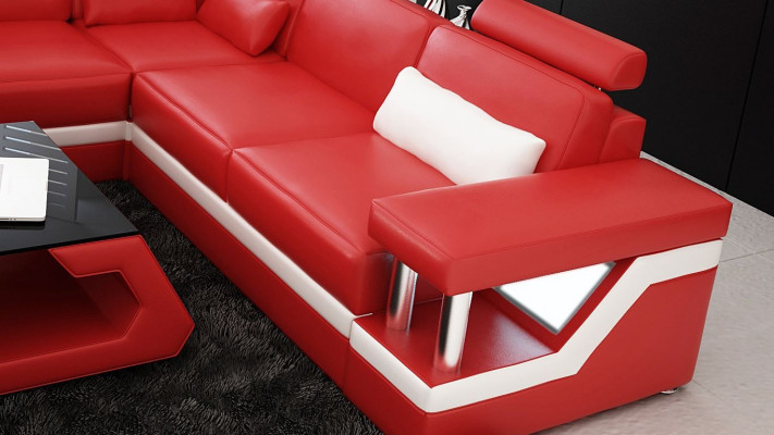 Bank hoekbank Leer Woonlandschap Set Design Modern Bank L-Vorm