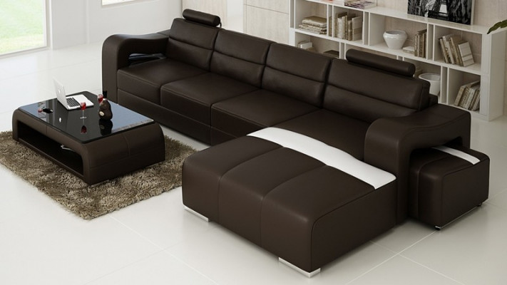 Bankstel bekleding set woonlandschap design hoekbank leer nieuw L-vorm