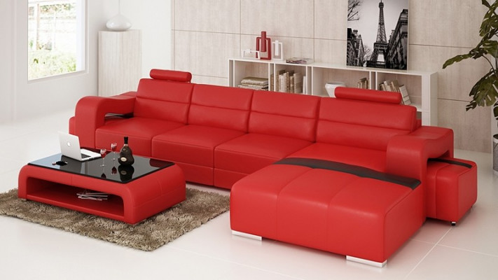 Bankstel bekleding set woonlandschap design hoekbank leer nieuw L-vorm
