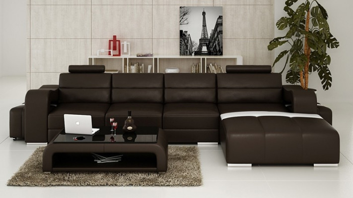 Bankstel bekleding set woonlandschap design hoekbank leer nieuw L-vorm