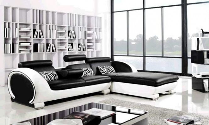 Hoekbank bankstel lederen bank hoek kussen voetenbank set compleet.