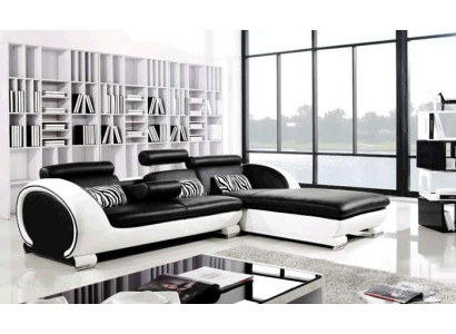 Hoekbank bankstel lederen bank hoek kussen voetenbank set compleet.