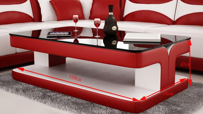 Moderne leren salontafel Tafel Moderne glazen tafel Ontwerp tafels Glas