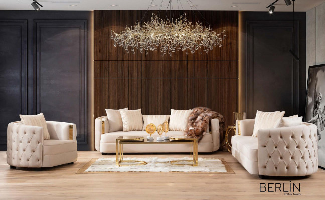 Bankstel 3-zits Meubelstof Driepersoonsbank Luxe Design Woonkamer Modern Stijl