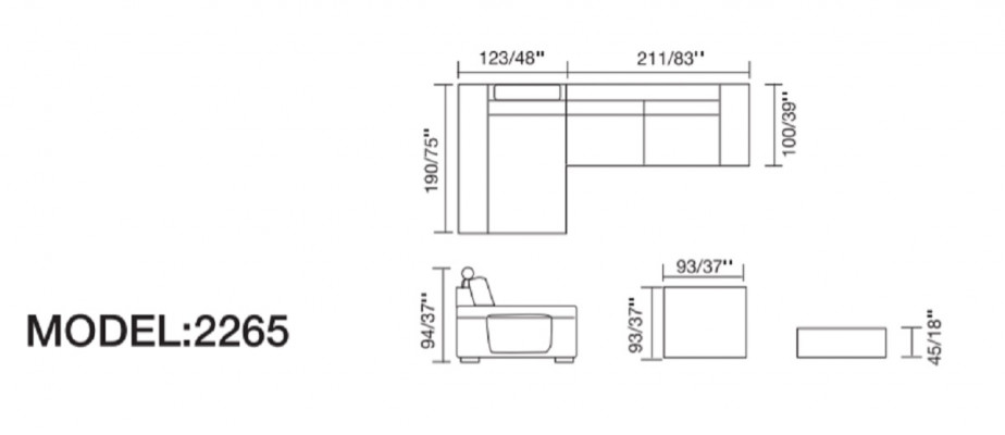 Lederen bank Bank Bankstel Bekleding Hoekbank 190x334cm Woonlandschap L-vorm 2055