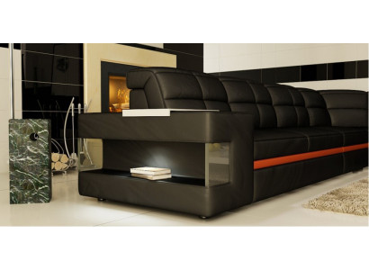 Leren bank Ontwerpersbank Hoekbank Bank Bekleed bank Hoekbank met verlichting.  Leren bank Ontwerpersbank Hoekbank Bank Bekleed bank Hoekbank met verlichting.