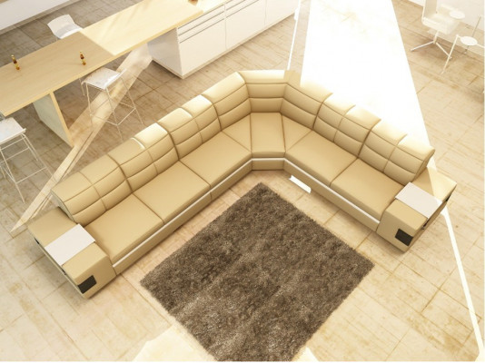 Leren bank Ontwerpersbank Hoekbank Bank Bekleed bank Hoekbank met verlichting.  Leren bank Ontwerpersbank Hoekbank Bank Bekleed bank Hoekbank met verlichting.