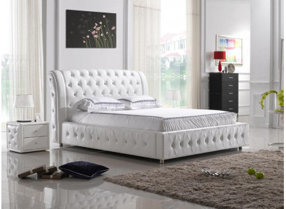 Modern XXL hotel ontwerp bedden luxe dubbel lederen Chesterfield.