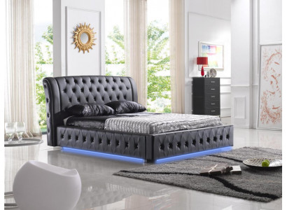 Modern hotelontwerp bed XXL bedden luxe dubbel lederen Chesterfield.