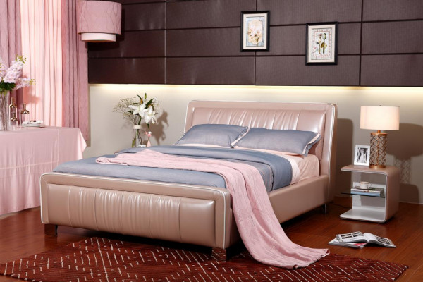 Ontwerper tweepersoonsbed bed bedden slaapkamer leer hotel luxe gestoffeerd