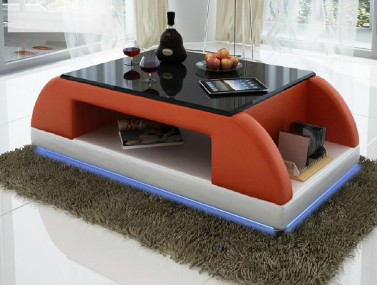 Moderne Bank Beklede Leren Tafel Woonkamer Bijzettafel Glas Tafels Koffie