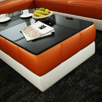 Sofatafel Ontwerp Tafel Woonkamer Glas Leder Bank Bank Bijzettafel Koffie