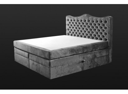 Bedframe grijs chesterfield slaapkamer ontwerp elegant stof klassieke meubels