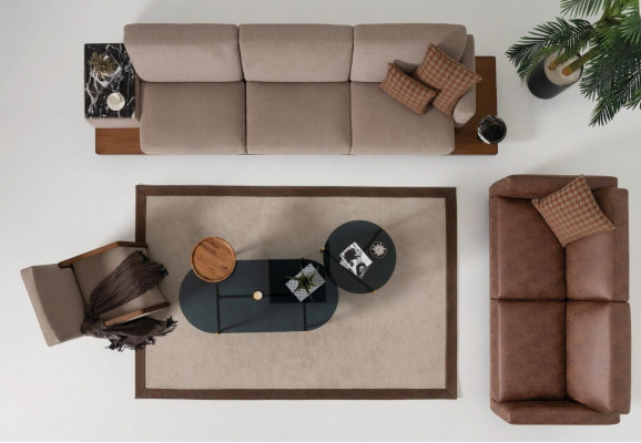 Fauteuil 1-zits bank van textielstof, bankstel met bekleding, designmeubels nieuw grijs.