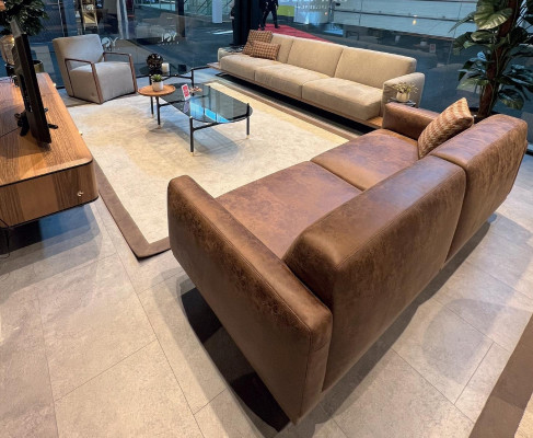 Fauteuil 1-zits bank van textielstof, bankstel met bekleding, designmeubels nieuw grijs.