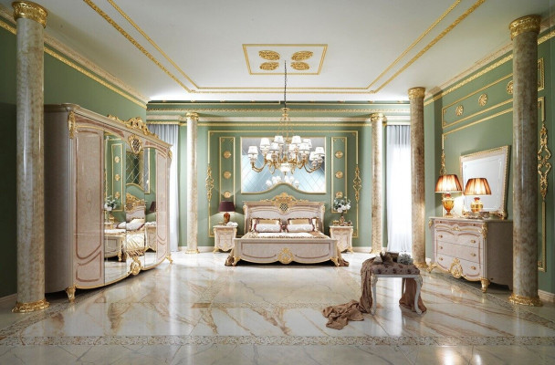 Ontwerp slaapkamer compleet set bed nachtkastje dressoir nieuw Italië 6 delige sets.