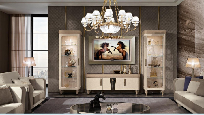 Wandmeubele Set 4-delig. Woonkamer rtv vitrine rek Moderne set groep hout tv