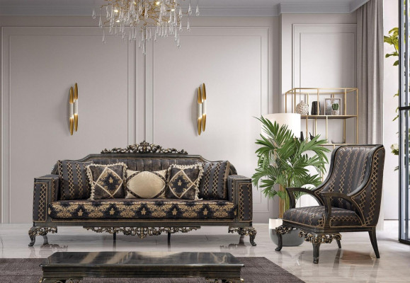 Luxe Chesterfield bankstel 3+1 zitter Klassieke bank Barok gestoffeerde zitplaats