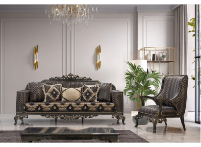 Luxe Chesterfield bankstel 3+1 zitter Klassieke bank Barok gestoffeerde zitplaats