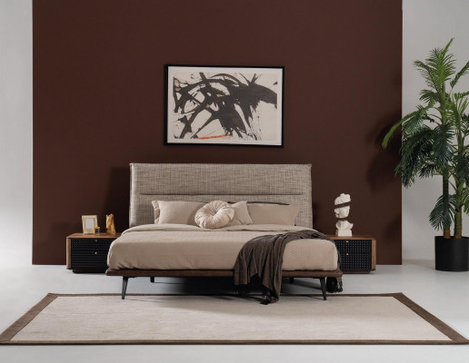 Italiaans slaapkamerbed 2x nachtkastje 3-delige set. Luxe moderne stijl.