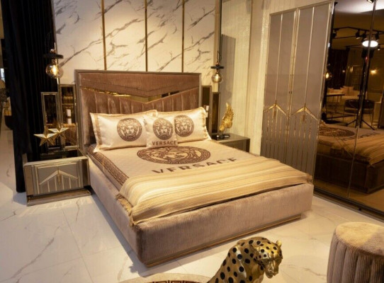 Ontwerp bed Gestoffeerde bedden Tweepersoonsbed Meubels Slaapkamer Bedframe.