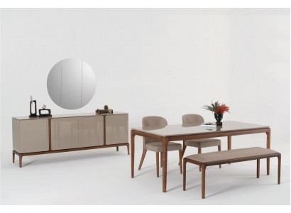 Eetkamer set eetgroep Tafel 4x Stoelen Bank Dressoir Spiegel 8-delig.