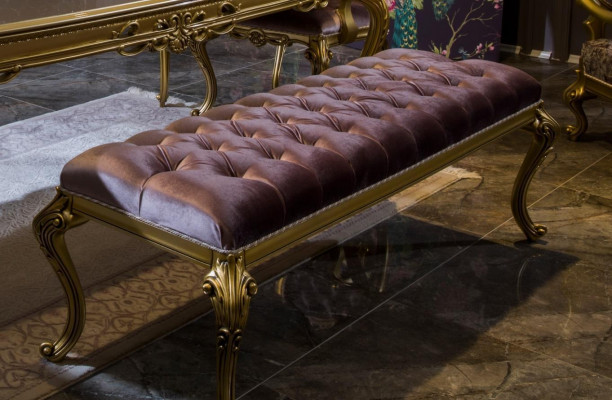Luxe poef ontwerper Chesterfield fluweel bijzettafel gestoffeerd bank