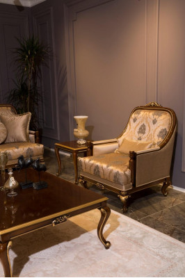 Meubels Stoelen Ontwerp Fauteuil Textiel Woonkamer Luxe Design Barok Rococo