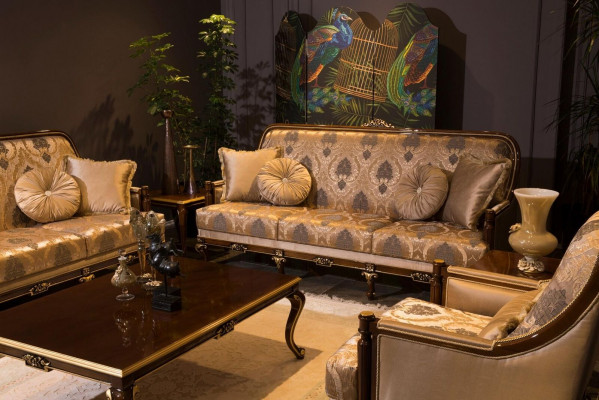 Meubels Stoelen Ontwerp Fauteuil Textiel Woonkamer Luxe Design Barok Rococo