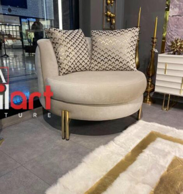 Fauteuil Zitplaats Zitter Ontwerp Woonkamer Bekleding Hout Bekleding Modern Luxe Beige.
