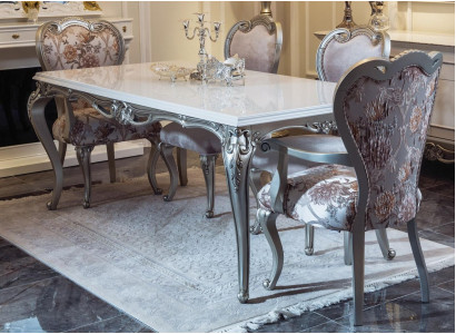 Klassieke eettafel Zilveren tafels Barok Rococo tafel Eetkamer meubels Wit