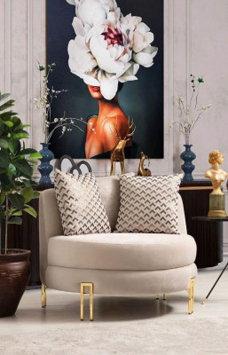 Fauteuil Bekleding Zitter Design Bank Fauteuil Relax Stof Lounge Luxe Woonkamer