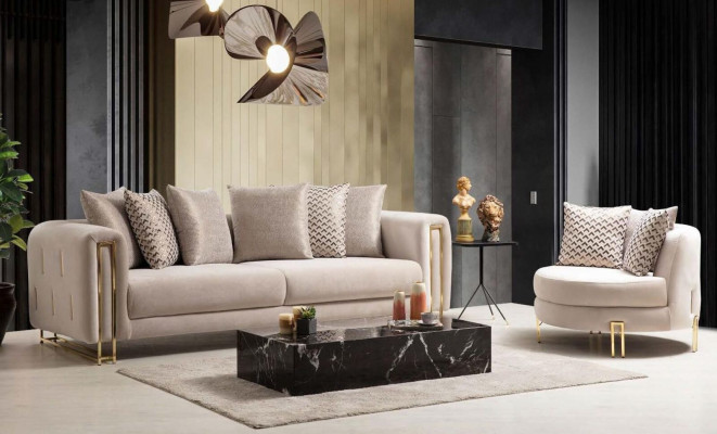 Fauteuil Bekleding Zitter Design Bank Fauteuil Relax Stof Lounge Luxe Woonkamer