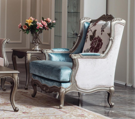 Fauteuil éénzitter luxe 1-zits gestoffeerde zitting textiel zitting stof klassiek.