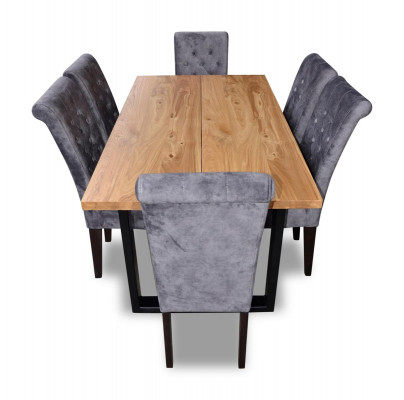 Moderne eettafel tafel hout eetkamerset 6x stoel set stoelen 7-delig set nieuw