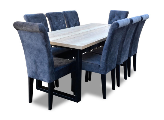 Luxe eetkamerset in modern design, 7-delig. Tafel + 6 stoelen, compleet nieuw.