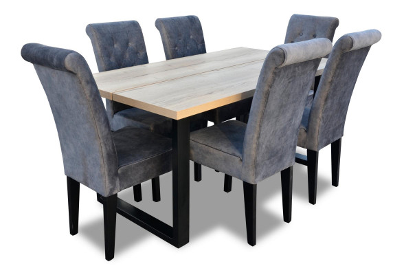 Klassieke set Eettafel + 6x Stoelen Armstoel Set Tafels Eetkamer Groep