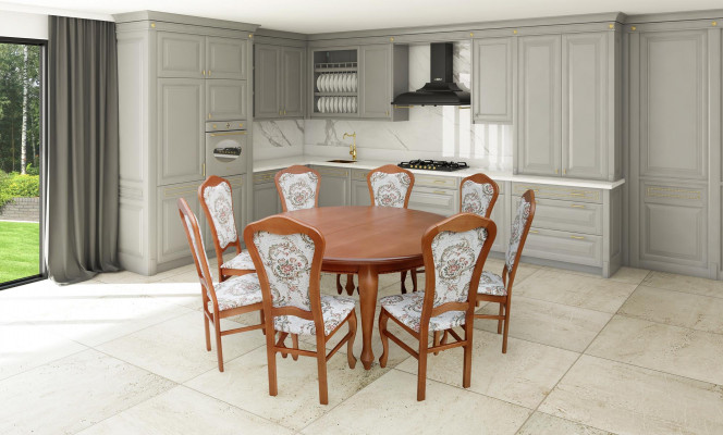 Eettafel set Tafel + 8x Stoelen Stoel Eetkamer set Rond Ronde