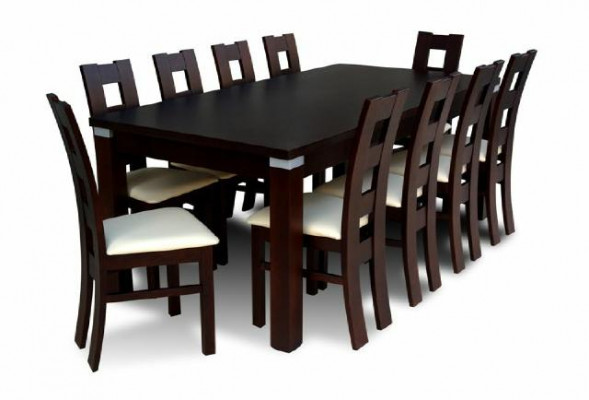 Eettafel met 10 x stoelen Eetkamer Set Eetgroep Houten Tafel 200/290 cm Direct