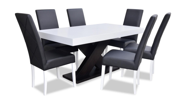 Eetkamer set Vitrine Eettafel 6x stoel Set Tafelgroep 7-delig Set Modern