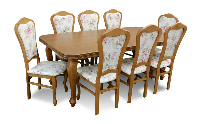 Klassieke designer eetkamerset houten tafel + 8 stoelen stoelenset
