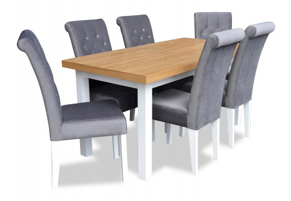 Fauteuil Eettafel met 6 stoelen Eethoek Eetkamer Tafelgroep Set van 7 delen