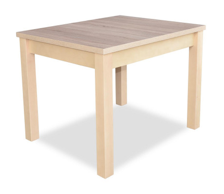 Stijlvolle eettafel met houten blad in beige kleur Moderne eetkamer.