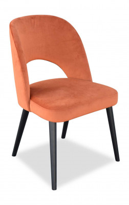 Luxe design gestoffeerde eetkamerstoel met houten zitting en leuning, nieuw.