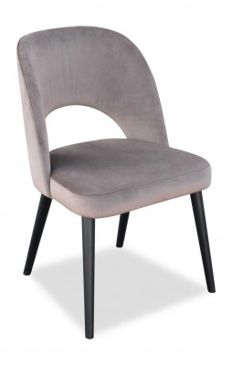 Luxe design gestoffeerde eetkamerstoel met houten zitting en leuning, nieuw.