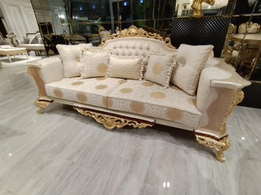 Driedelige designbankstel 3-zits bankstel textiel Chesterfield-bankstel nieuwe 3-zitsstoffenbank