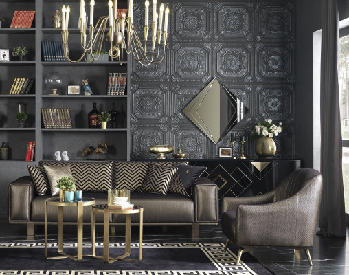 Ontwerp bankstel 3+2+1 zits Moderne fauteuils Luxe meubels Stof Goud