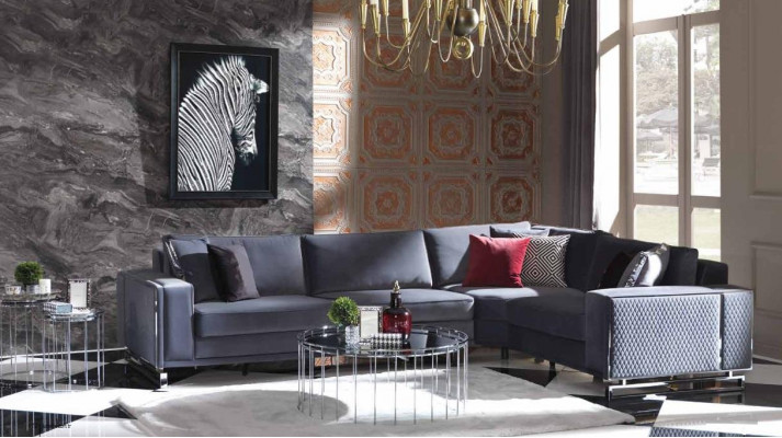 Luxe hoekbank L-vormige grijze hoekbank textielbank bankontwerp sofa