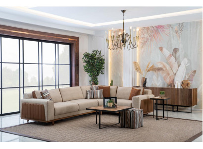 Hoekbank L-vorm Woonkamer Moderne Luxe Meubels Bankstel Hoekopstelling Beige